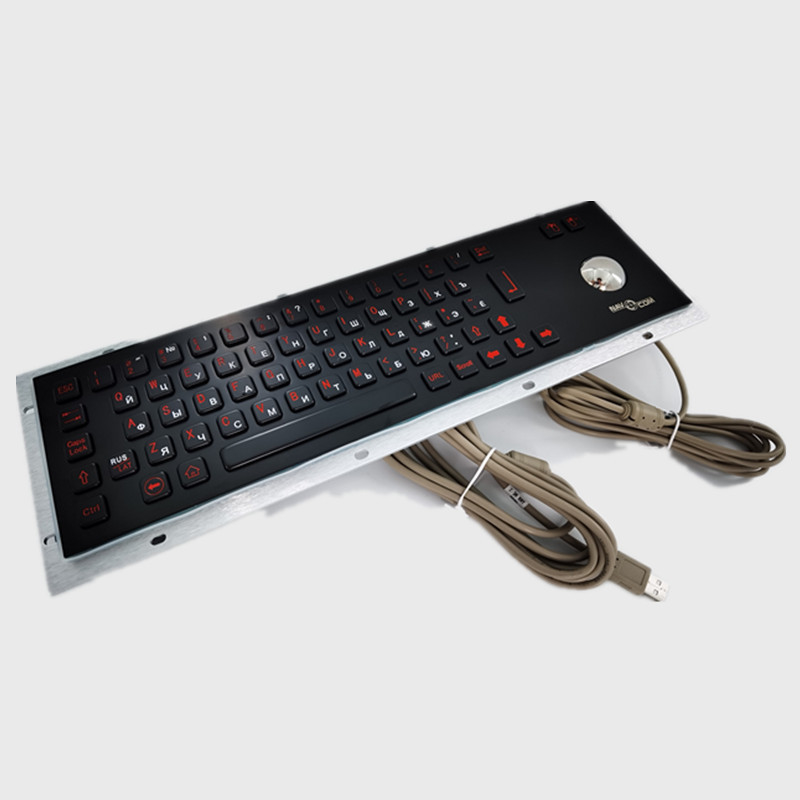 Schwarze Selbstservice-Kiosk-Edelstahl-Tastatur der Farbeip65 IK07 mit Rollkugel