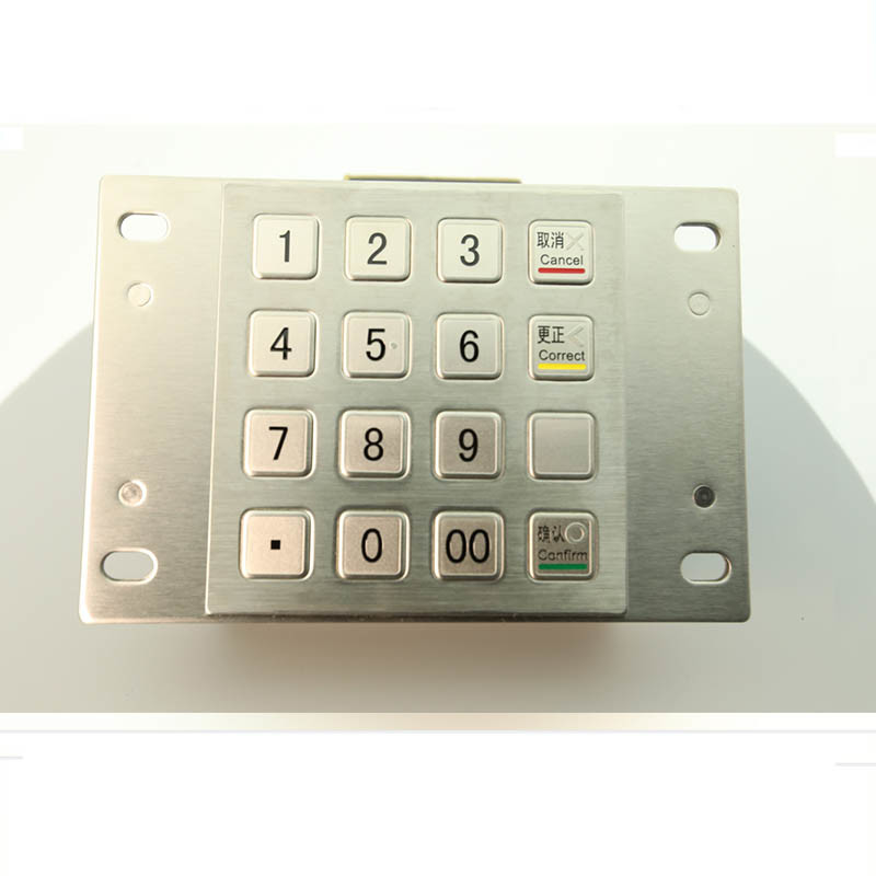 Edelstahl-Tastatur PPE Pin With Zahlungs-Kiosk DES 3DES wasserdichte Metall16 Schlüssel