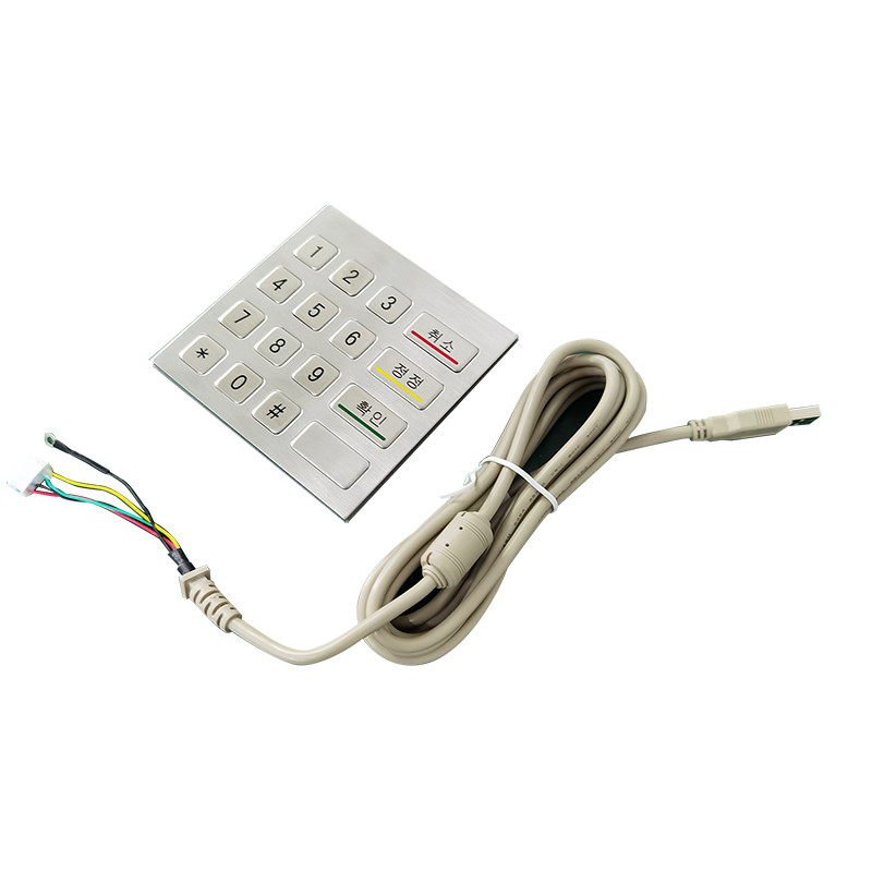 Edelstahl 16-Schlüssel-Nummer-Metall-Tastatur mit USB-Verbindung für Selbstbedienung Kiosk