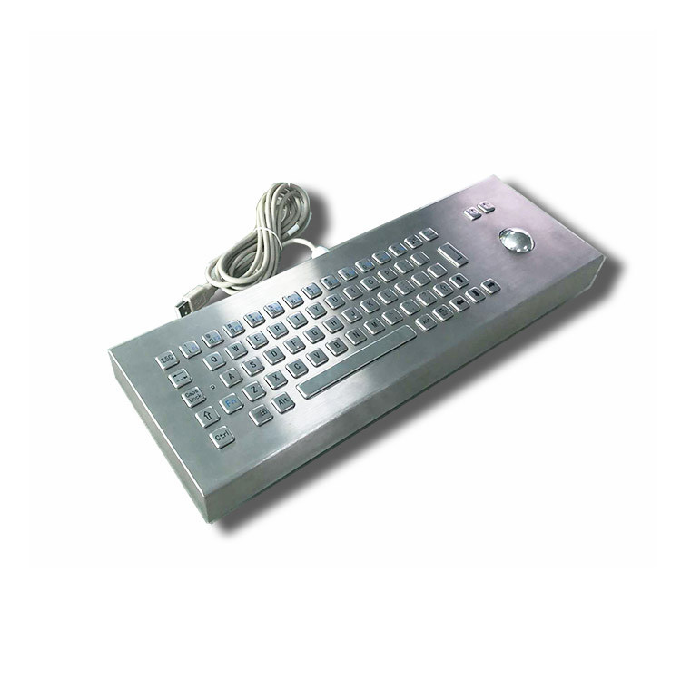 65 Tasten Schreibtisch IK07 IP65 Edelstahl Industrie Tastatur mit Trackball für Selbstbedienung Kiosk