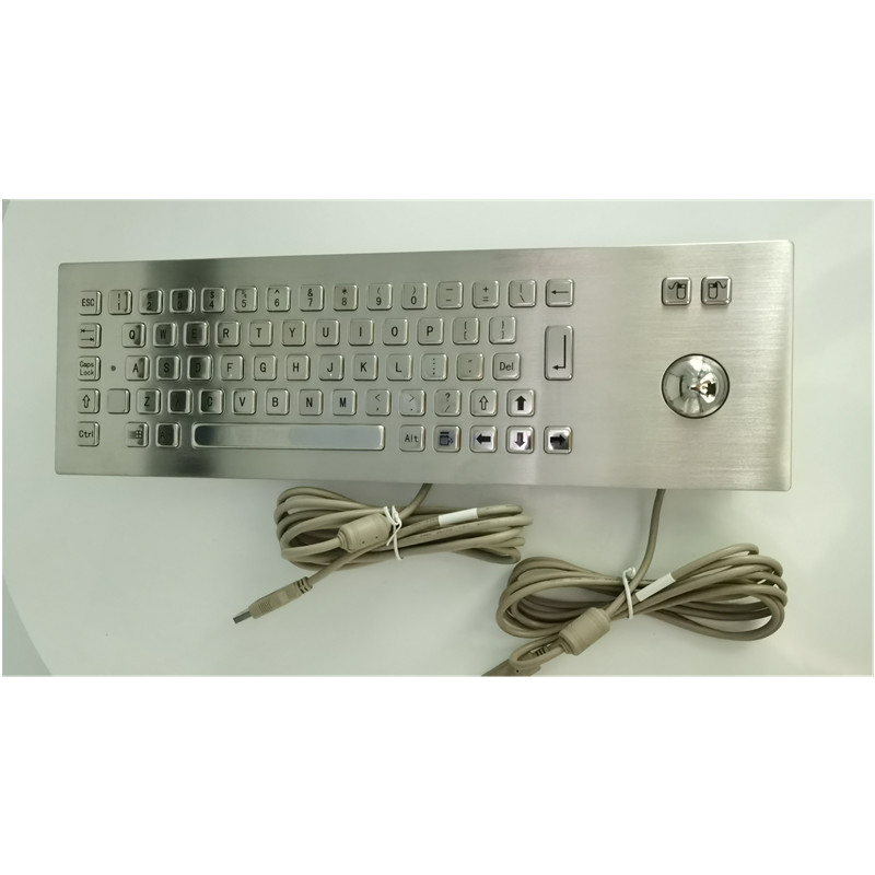 Industrielle IP65 Edelstahl-Metall-Tastatur mit Trackball-Eingabegerät für Selbstbedienung Kiosk